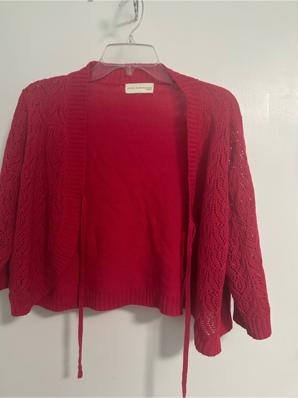 Pink Crop Open Knit Women's Cardigan Sweater